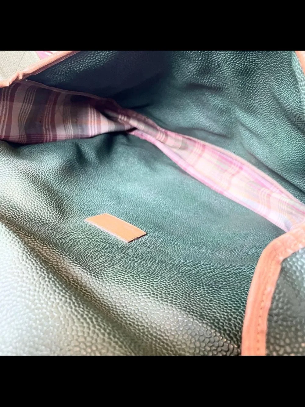 Mulberry Green Leather Messenger Bag with Brown Trim